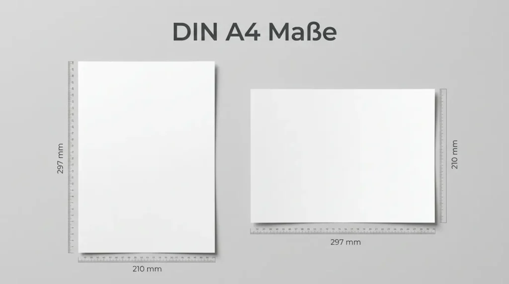 DIN A4 Maße im Hochformat und Querformat