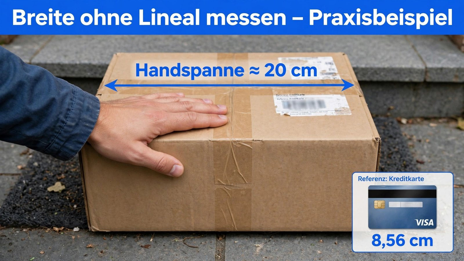 Breite ohne Lineal messen – Praxisbeispiel: Paketbreite für Online-Shopping schätzen