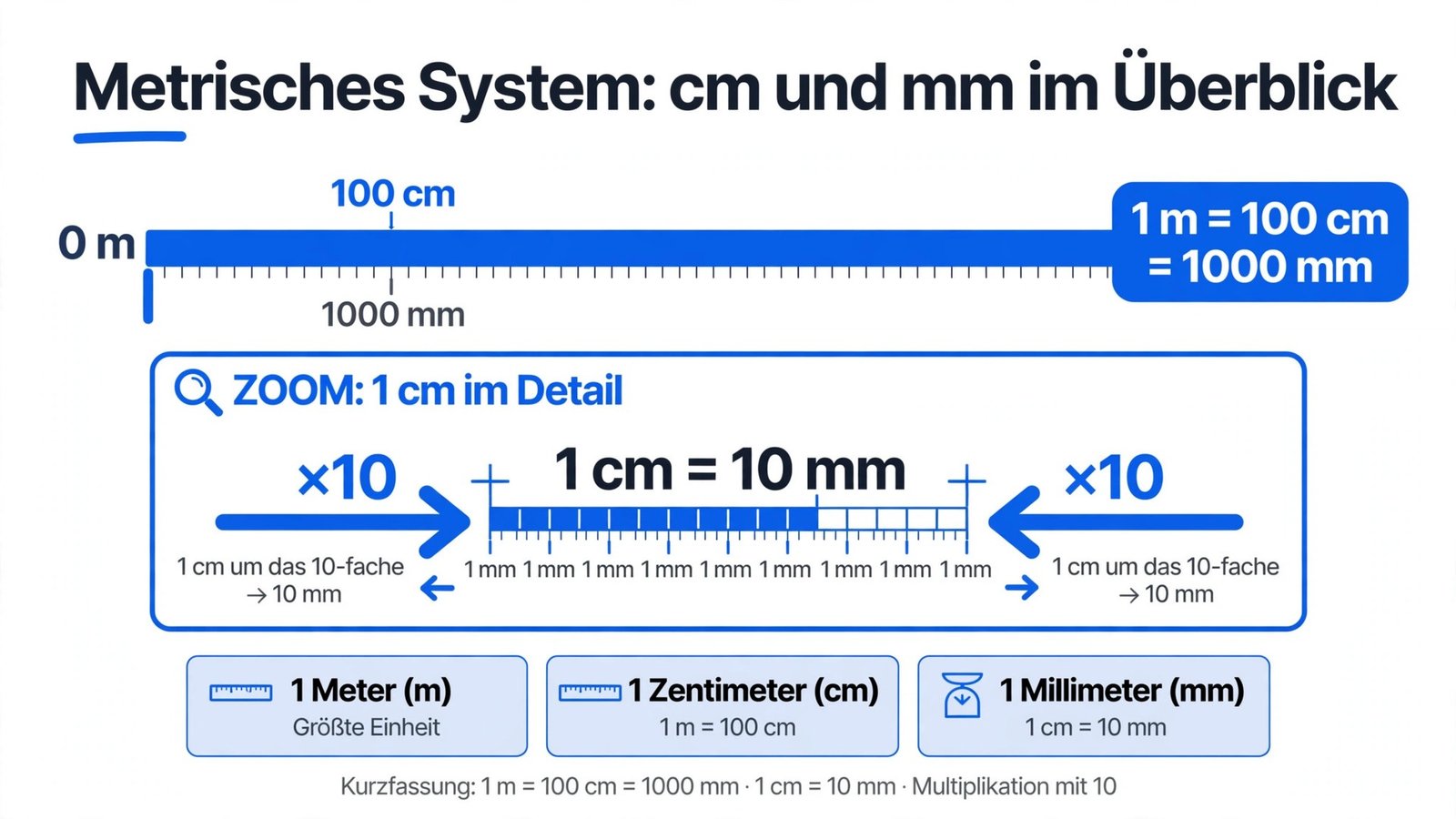 cm in mm umrechnen – Längeneinheiten des metrischen Systems im Überblick