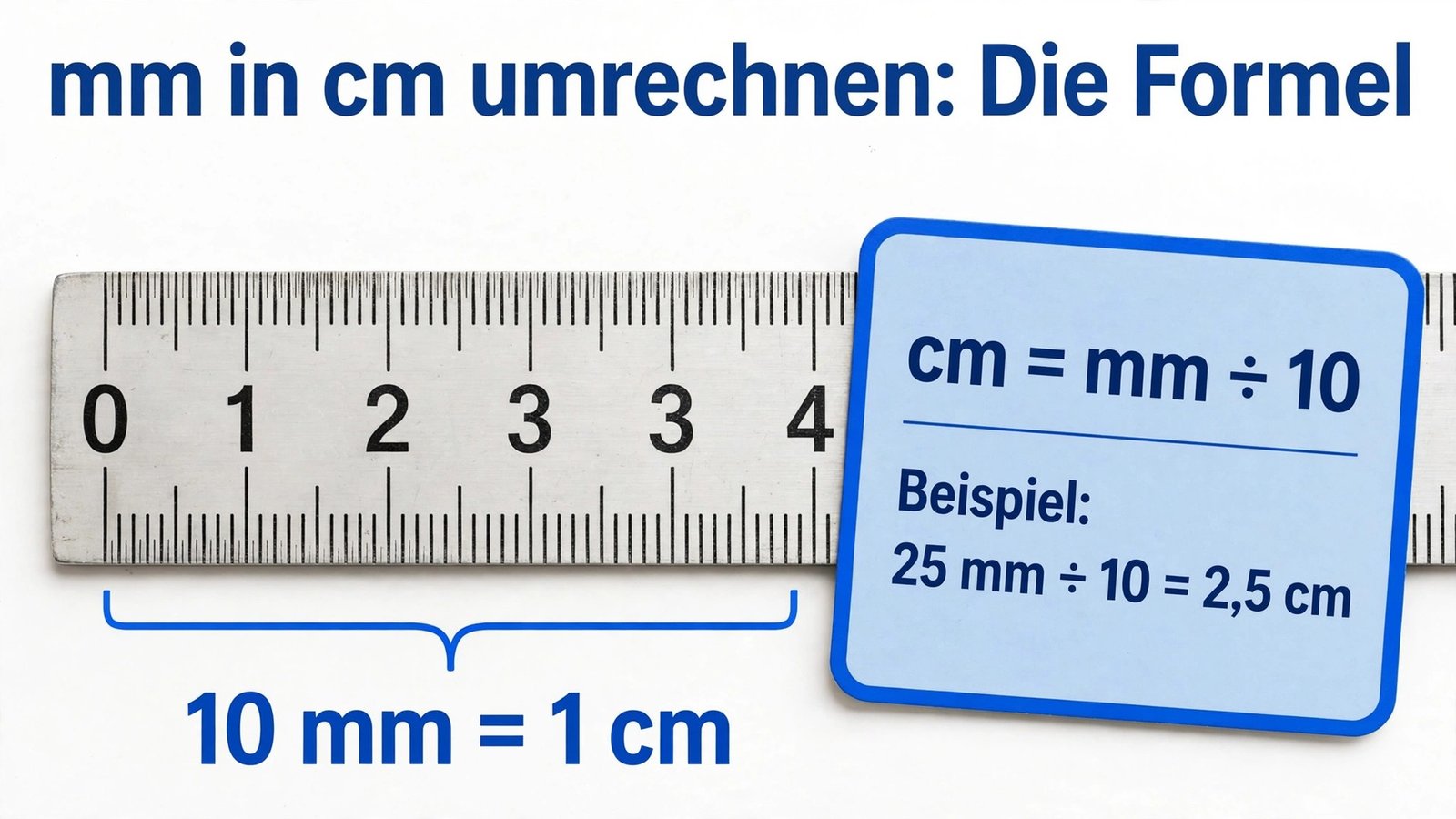 mm in cm umrechnen – Formel und Beispiel am Lineal