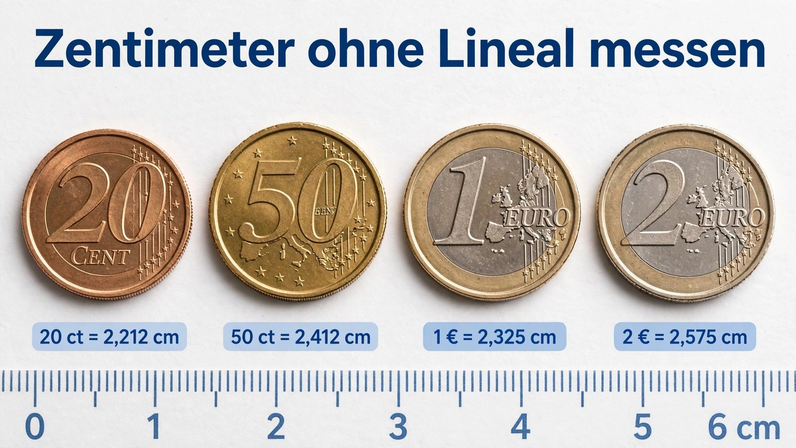 Zentimeter ohne Lineal messen – Euromünzen als Mini-Lineal mit exakten Durchmessern